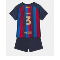 Barcelona Gerard Pique #3 Fußballbekleidung Heimtrikot Kinder 2022-23 Kurzarm (+ kurze hosen)